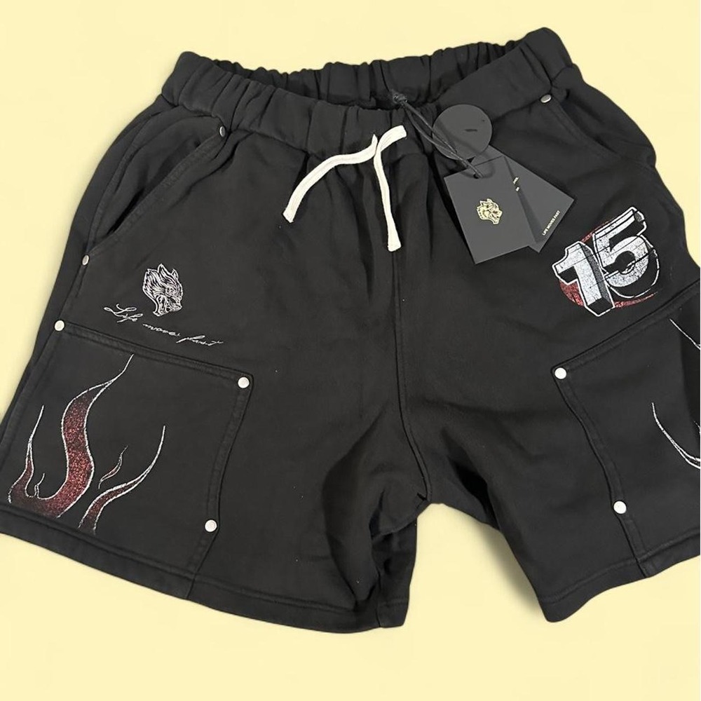 Darc Sport Life Moves Fast Carpenter Sweat Shorts Black Limited Edition Mens M